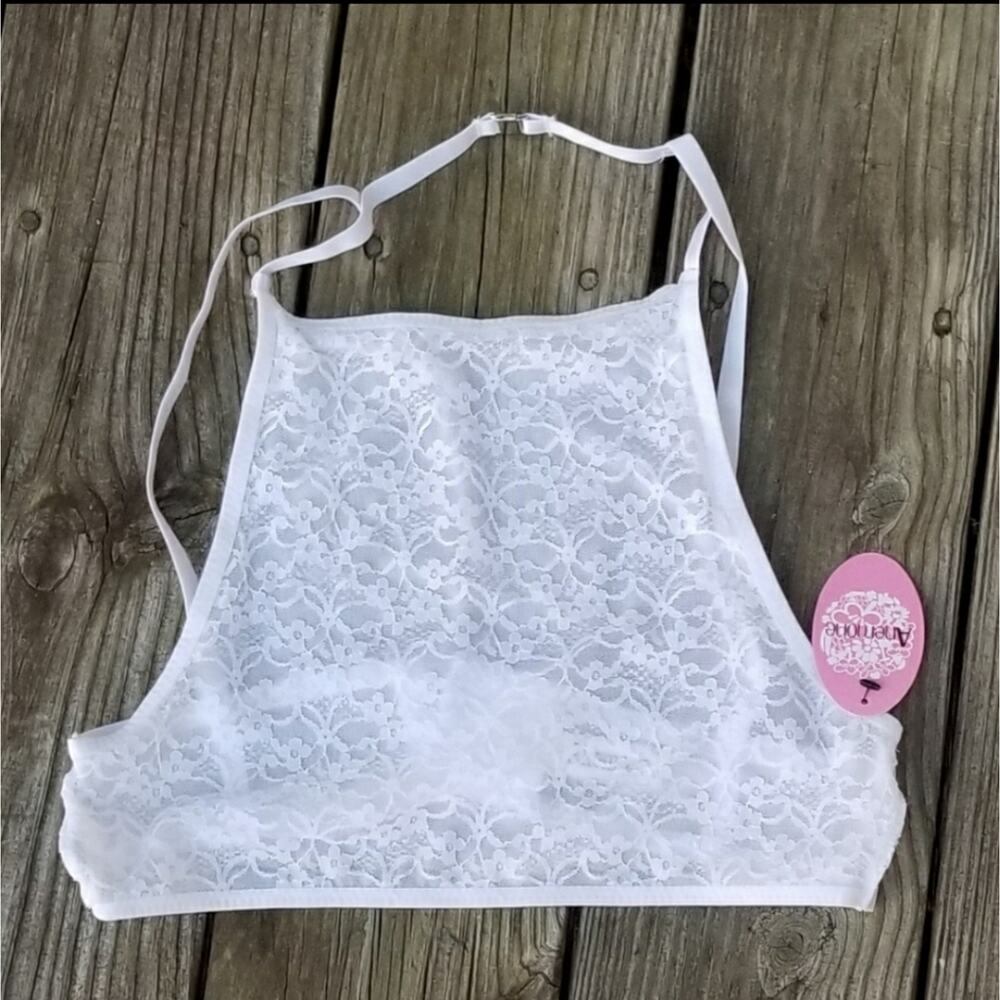 Anemone high neck lace bralette in white small - Picture 5 of 8